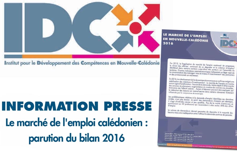 Le marché de l'emploi calédonien : parution du bilan 2016